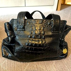 Crocodile pattern black Brahmin bag